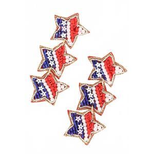 NEW SOPHIA COLLECTION women's patriotic star shaped beaded earrings in usa flag